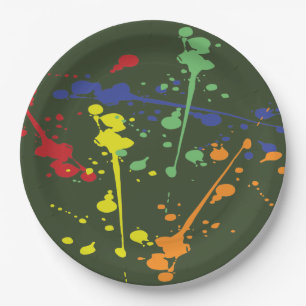 Assiettes En Carton Paint Splatter de la fête de Paintball Vert de l'A