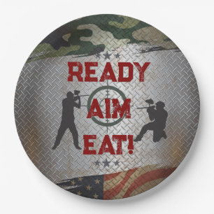 Assiettes En Carton Paintball Anniversaire Partie Camo militaire USA