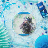Assiettes En Carton Paintball bleu (Fête)