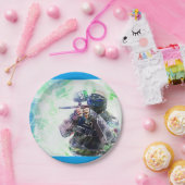 Assiettes En Carton Paintball bleu (Fête)