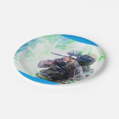 Assiettes En Carton Paintball bleu (Angle)