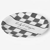 Assiettes En Carton Painted Black Checkerboard Pattern Wedding (Angle)