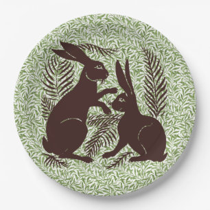 Assiettes En Carton Paire Art nouveau de lapins De Morgan et Morris