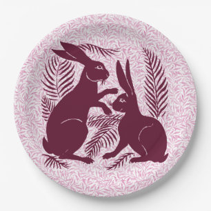 Assiettes En Carton Paire Art nouveau de lapins De Morgan et Morris