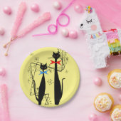 Assiettes En Carton Paire de chat Cool moderne de l'ère rétro atomique (Fête)