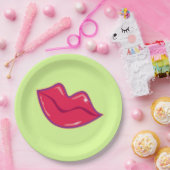 Assiettes En Carton Paire de lèvres rouges cerises (Fête)