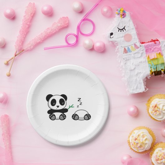 Assiettes En Carton Paire de mignons petits pandas (Fête)