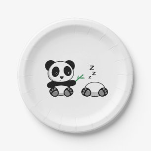 Assiettes En Carton Paire de mignons petits pandas