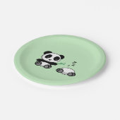 Assiettes En Carton Paire de mignons petits pandas sur vert (Angle)