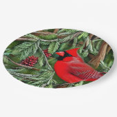 Assiettes En Carton Paire des Cardinaux rouges sauvages majestueux (Angle)