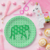 Assiettes En Carton Paisley éléphant - Jade vert et blanc (Fête)