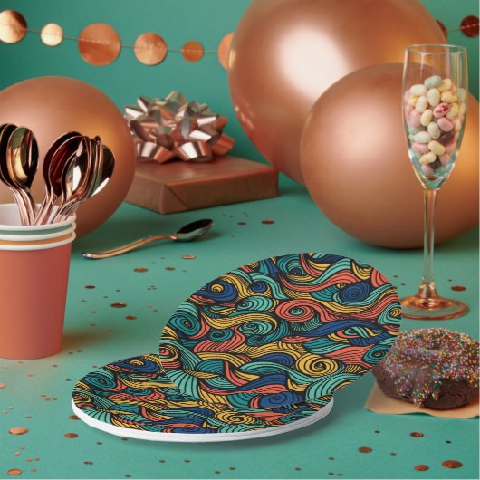 Assiettes En Carton Paisley haché (Multi)