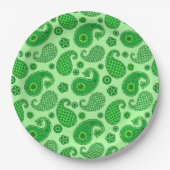 Assiettes En Carton Paisley Motif, Lime et Emerald Green (Devant)