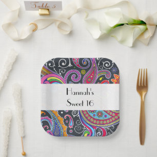 Assiettes En Carton Paisley Motif, Persian Paisley, Boteh, Sweet 16
