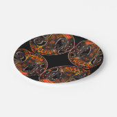 Assiettes En Carton Paisley tortue boho noir orange (Angle)