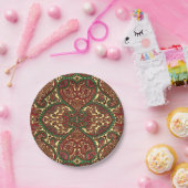 Assiettes En Carton Paisley victorien motif élégant rouge vert or (Fête)