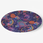 Assiettes En Carton Paisley violet rose (Angle)
