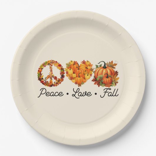 Assiettes En Carton Paix, Amour, Automne - Vibes d'automne douillettes (Devant)