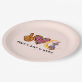 Assiettes En Carton Paix, Amour, Sorcière (Angle)