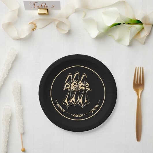 Assiettes En Carton Paix ! Angel Black Gold (Mariage)