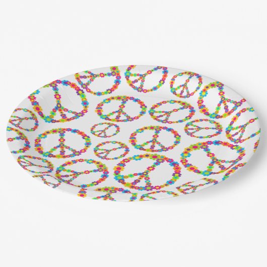 Assiettes En Carton Paix de l'énergie des fleurs (Angle)