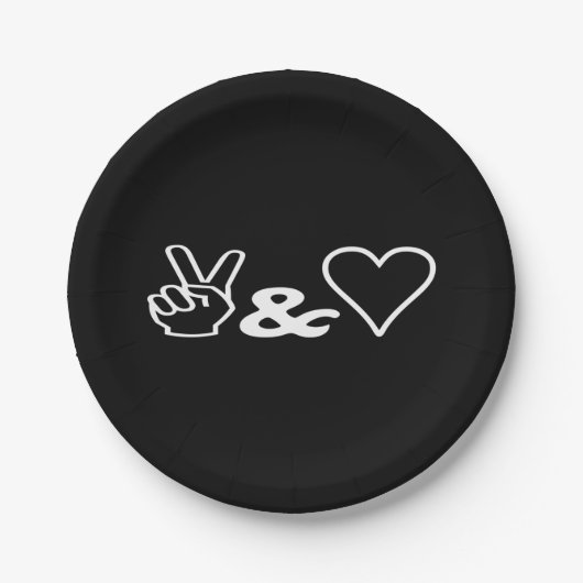 Assiettes En Carton Paix et amour (Devant)