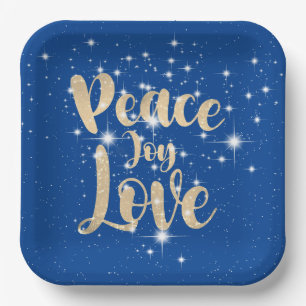Assiettes En Carton Paix Joie Amour En Étoiles