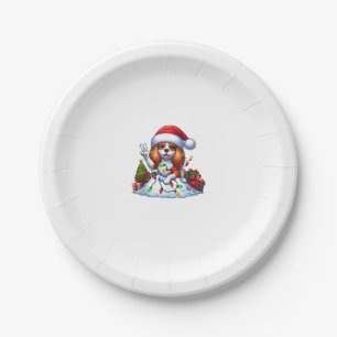 Assiettes En Carton Paix main Cavalier Roi Charles Spaniel Noël
