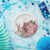 Assiettes En Carton Paix sur Terre Rabbit en Fleurs roses (Fête)