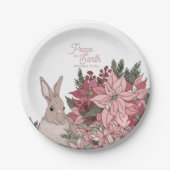 Assiettes En Carton Paix sur Terre Rabbit en Fleurs roses (Devant)