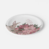 Assiettes En Carton Paix sur Terre Rabbit en Fleurs roses (Angle)