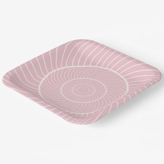 Assiettes En Carton Pale crème rose spirale escargot séquence fibonacc (Angulaire)