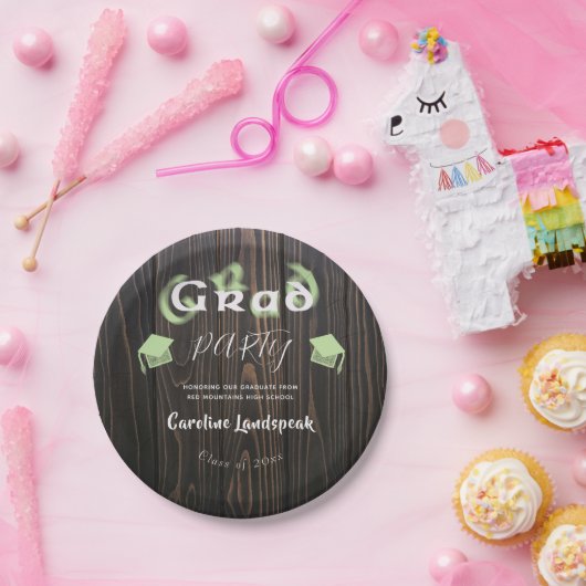 Assiettes En Carton Pale Green Blurred Typography Graduation Party (Fête)