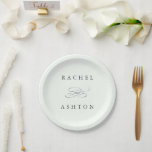 Assiettes En Carton Pale Green Simple Mariage élégant<br><div class="desc">Une serviette mariage élégante et simple avec vos noms. Pour une personnalisation plus avancée de cette conception,  cliquez sur le BOUTON OUTIL DESIGN BLEU ci-dessus ! Des articles correspondants sont également disponibles.</div>
