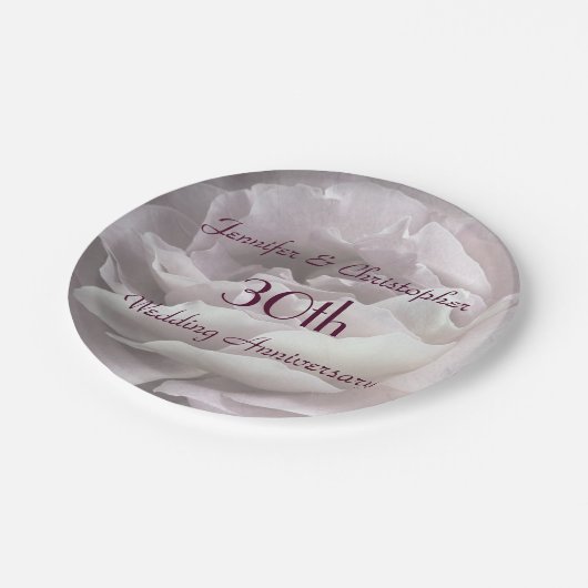 Assiettes En Carton Pale Rose 30th Wedding Anniversary Elegant (Angle)