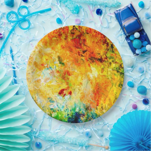 Assiettes En Carton Palette Artiste Colorée (Fête)