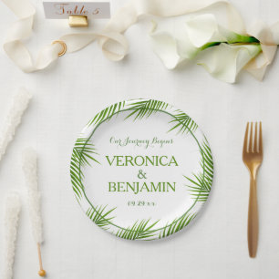 Assiettes En Carton Palm Feuilles Tropical Beach Mariage