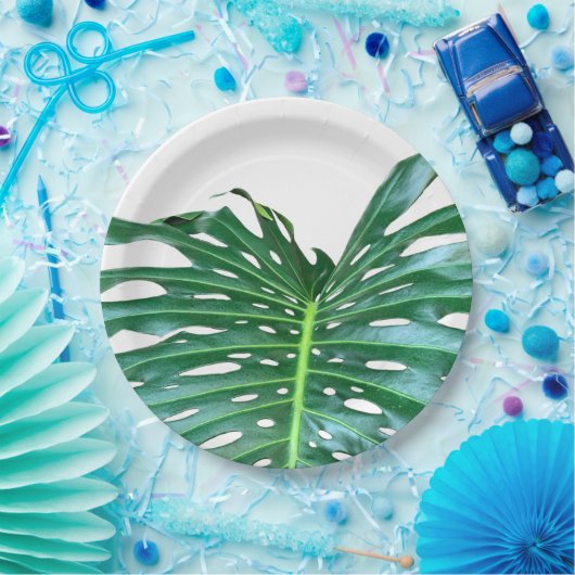 Assiettes En Carton Palm Leaf, feuillage tropical, forêt tropicale (Fête)