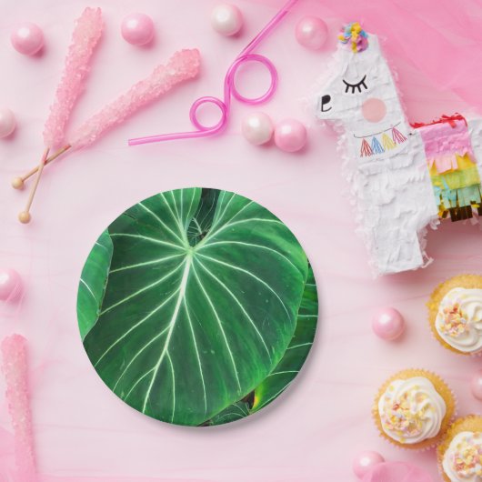Assiettes En Carton Palm Leaf, feuillage tropical, forêt tropicale (Fête)