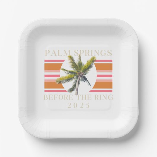 Assiettes En Carton Palm Springs avant l'anneau - Bachelorette rétro (Recto)