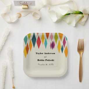 Assiettes En Carton Palm Springs Diamonds Mariage moderne du Moyen-siè