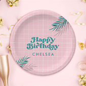 Assiettes En Carton Palm Springs Pool Party Rose Adulte Anniversaire