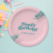 Assiettes En Carton Palm Springs Pool Party Rose Adulte Anniversaire