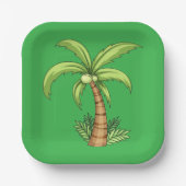 Assiettes En Carton Palm Tree Beach Tropical et Ile Vibes (Recto)