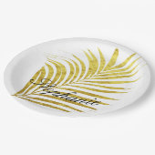 Assiettes En Carton Palm Tree Gold Foil Feuille nom Unique Glittery (Angle)