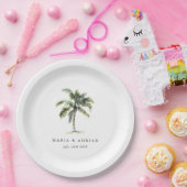 Assiettes En Carton Palm Tree minimal Mariage de plage tropicale (Fête)