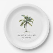 Assiettes En Carton Palm Tree minimal Mariage de plage tropicale (Devant)