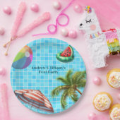 Assiettes En Carton Palm Tree Sun Umbrella Beach Ball Pool (Fête)