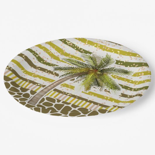 Assiettes En Carton Palm Tree Tropical (Angle)