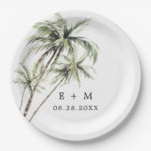 Assiettes En Carton Palm Tree Tropical | Mariage minimal (Devant)